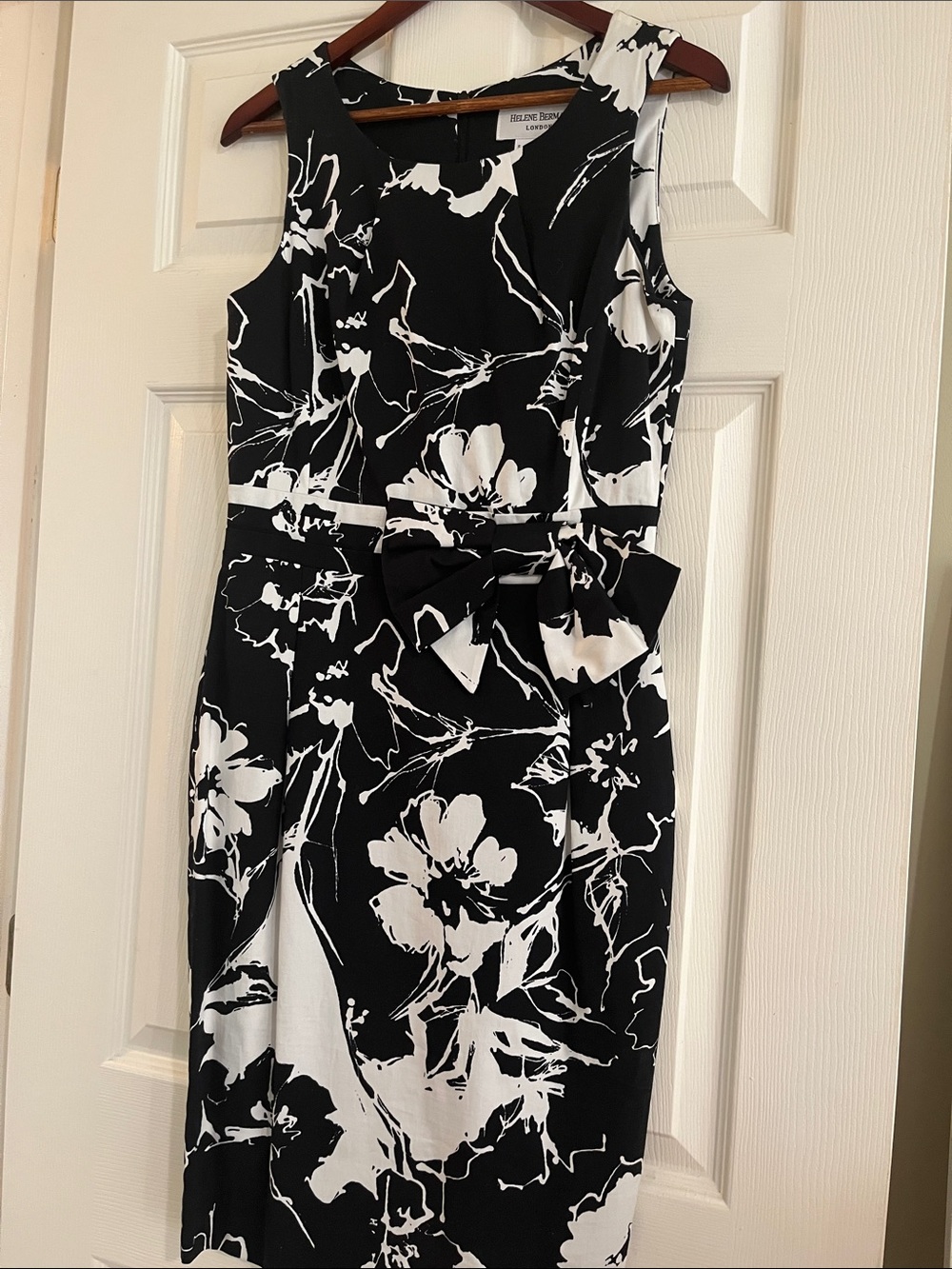 Helene Berman Black & White Floral Midi Dress